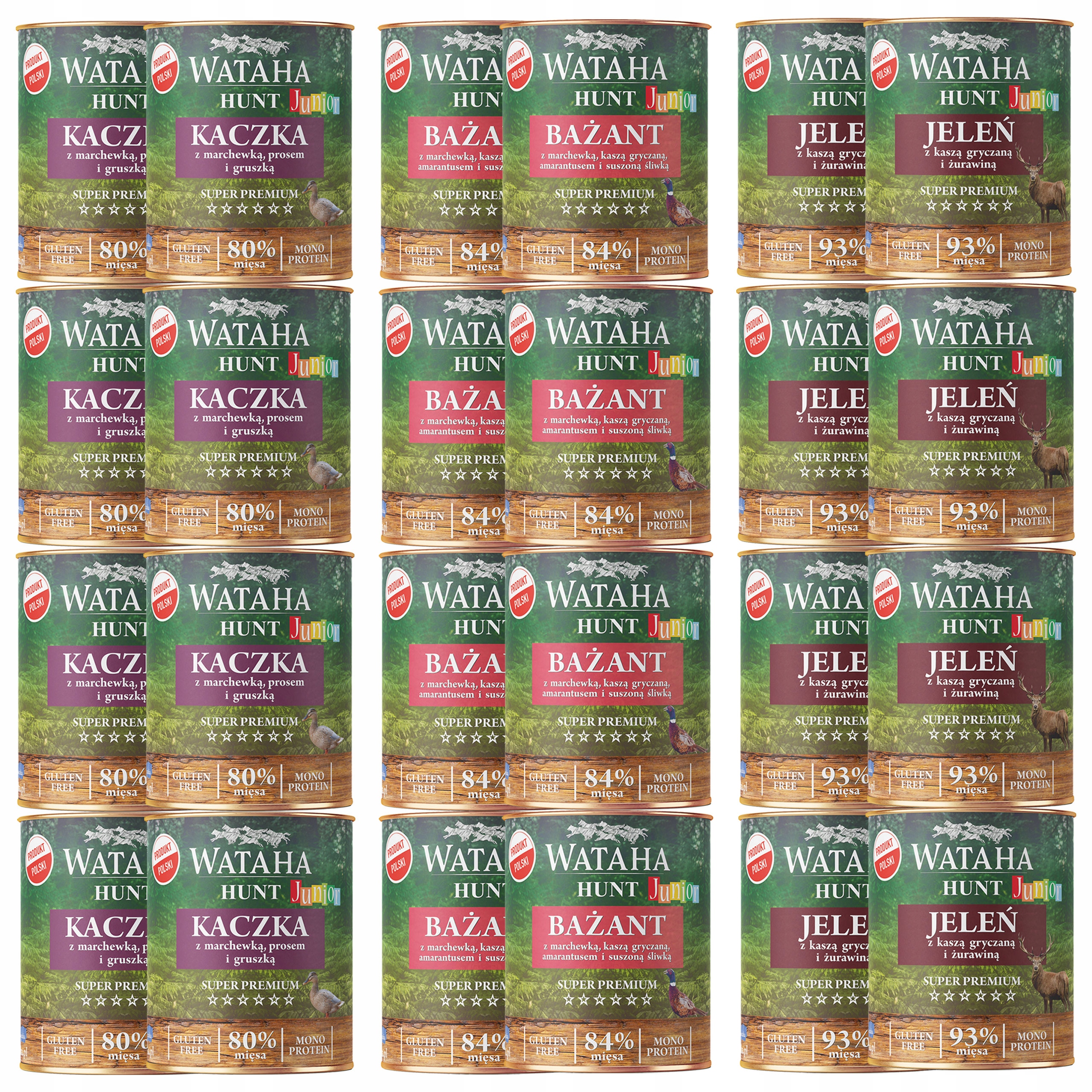 Levně Wataha Hunt Junior krmivo pro štěňata Mix chutí 24 x 800 g