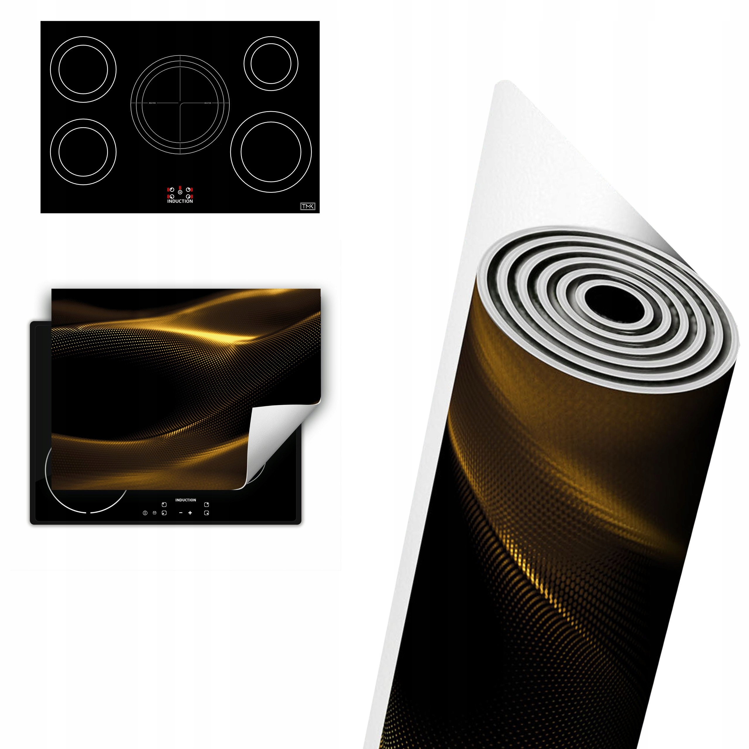 Vinylová Ochrana Na Indukci Desky 80x52 vzor zlatá