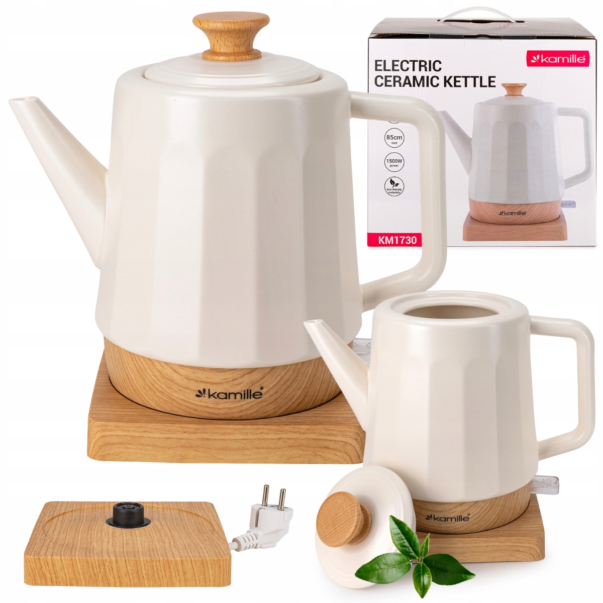 Czajnik Elektryczny Bezprzewodowy Ceramiczny Kamille 1500 W 1,5 L kremowy