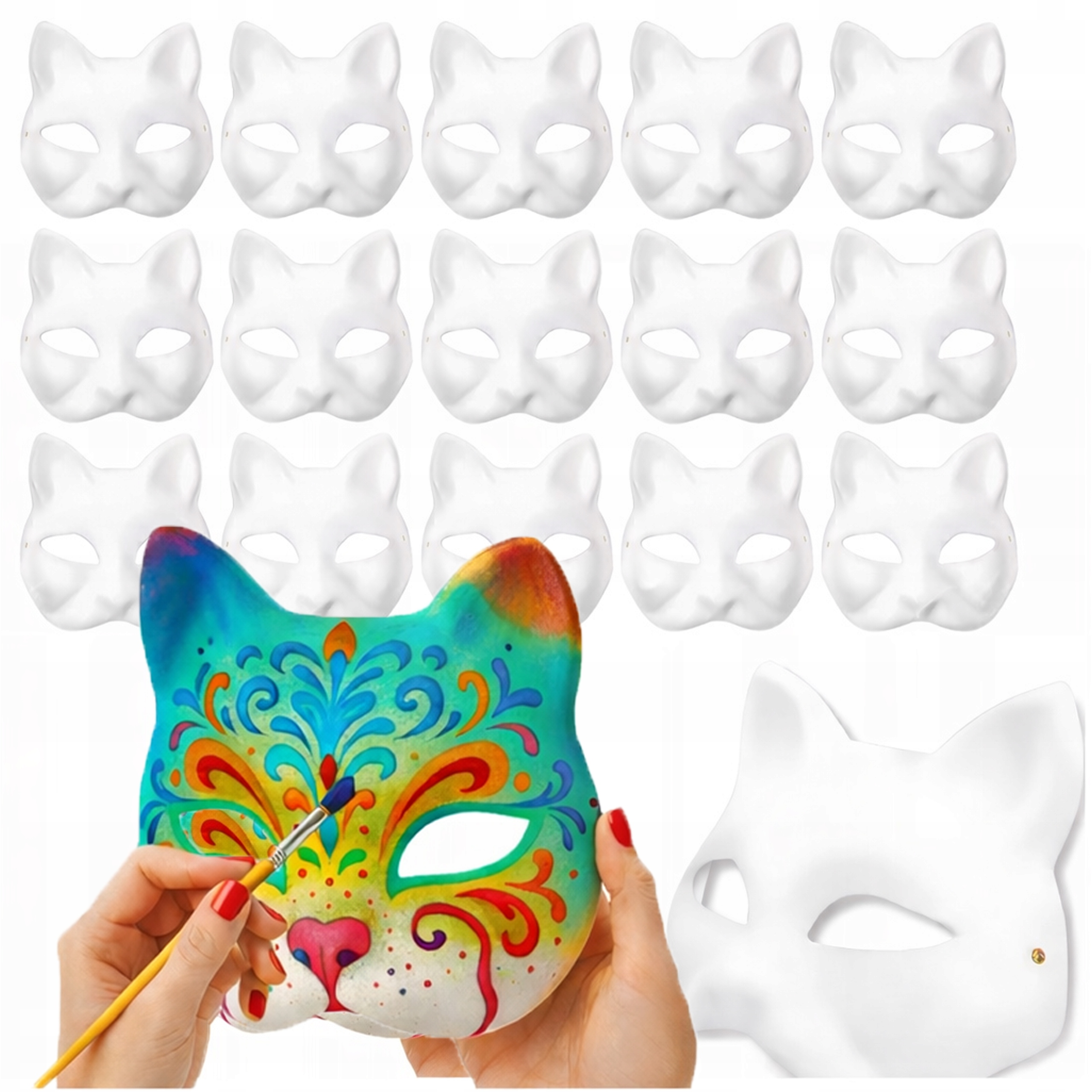 MASKA NA TWARZ DLA KOTA THERIAN COSPLAY DO MALOWANIA DIY BIAŁY PAPIER 15SZT
