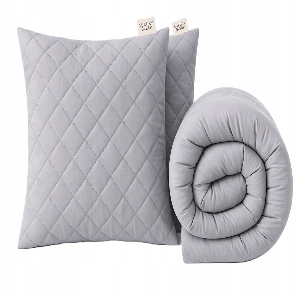 Celoroční sada přikrývka šedá 140x200 2x polštář 70x80 antialergický