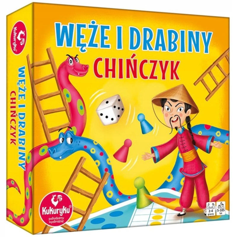 Gra Rodzinna planszowa dla dzieci Węże I Drabiny & Chińczyk Wyd. Kukuryku