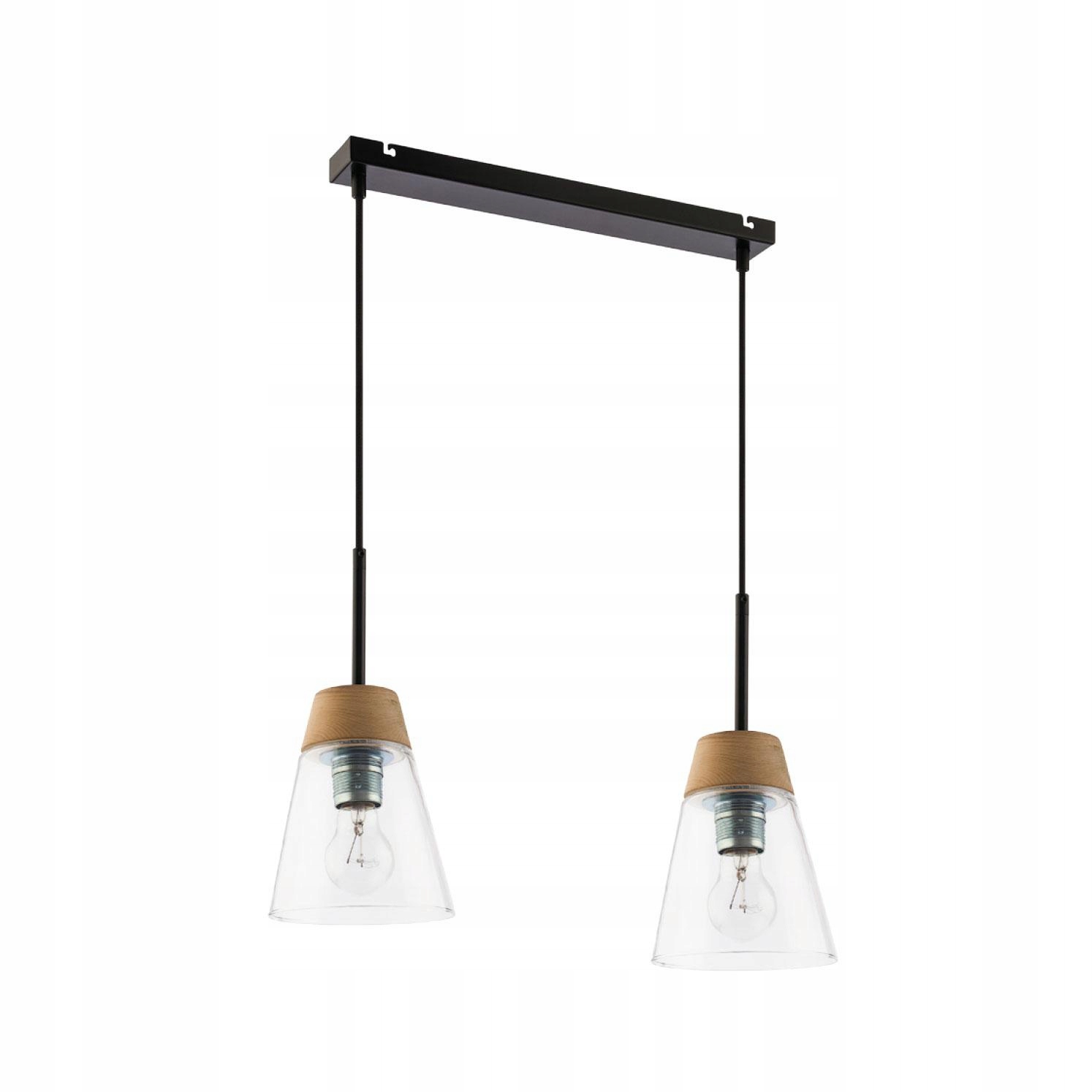 Závesná lampa Domino čierna Transparentné sklenené tienidlo 2xE27 Stropný dom