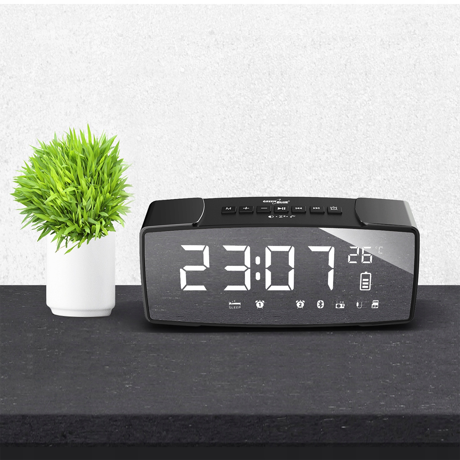 Radiobudzik elektroniczny Bluetooth z termometrem Model GB200