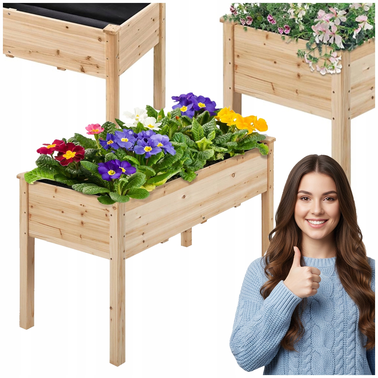 Krabica na kvety, rastliny do záhrady, na balkón, kvetináč, drevená