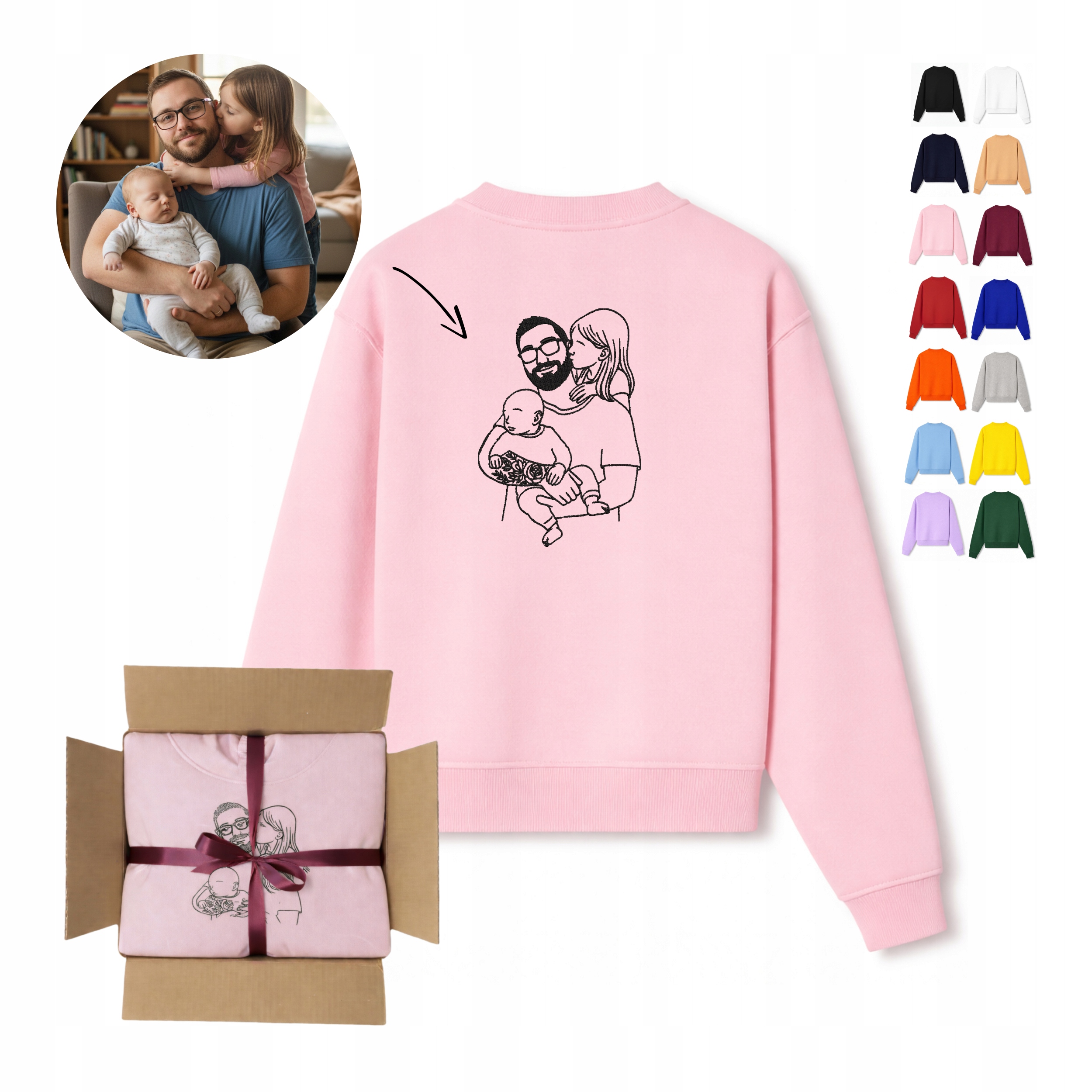 Mikina Váš Výšivka (ne potisk) Portrét Fotografie Dárek Dámská Oversize S-2XL