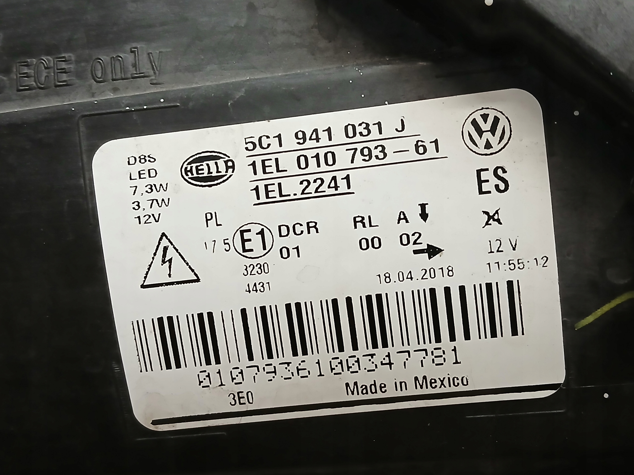 light front left VW BEETLE 5C XENON LED 5C1941031J