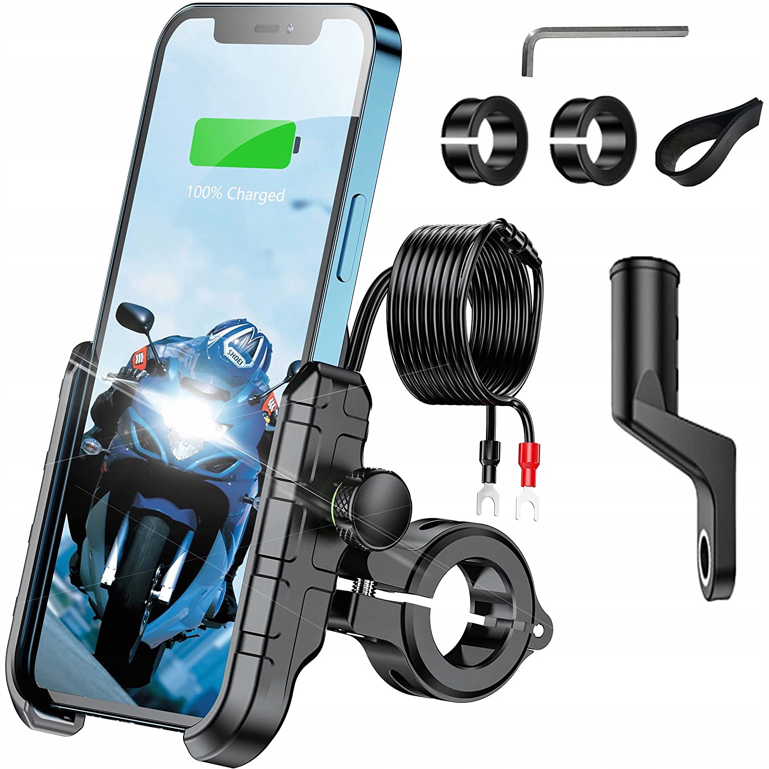 MOTORCYCLE PHONE HOLDER USB CHARGER 12/24v
