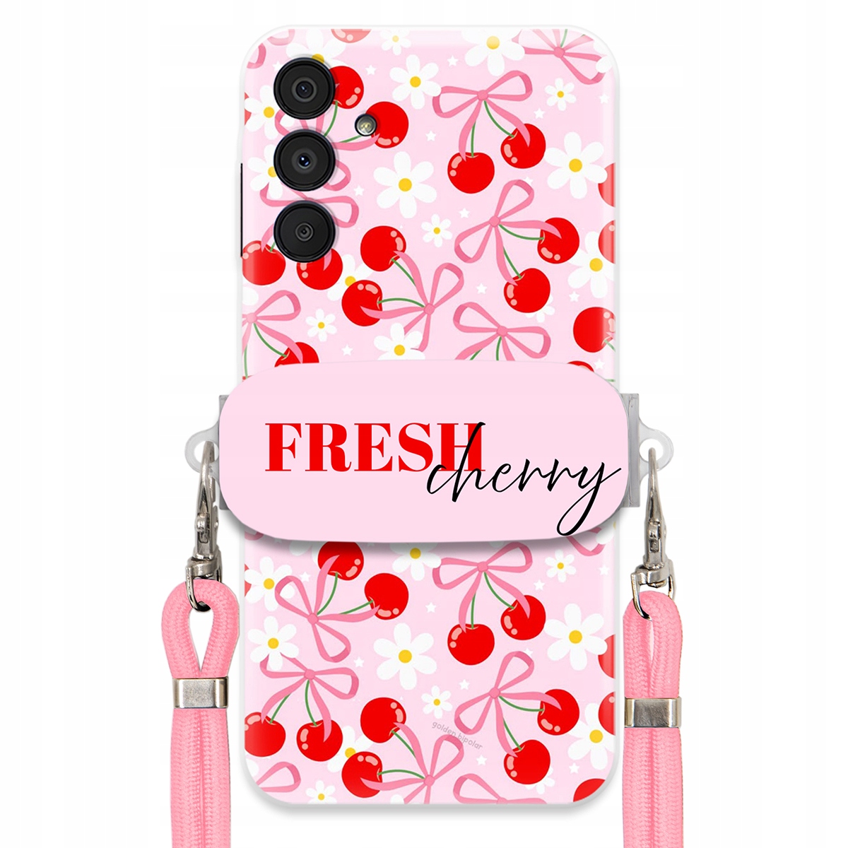 Puzdro pre Samsung A16 5G Case držiak šnúrok Ružový Fresh Cherry Kokardy