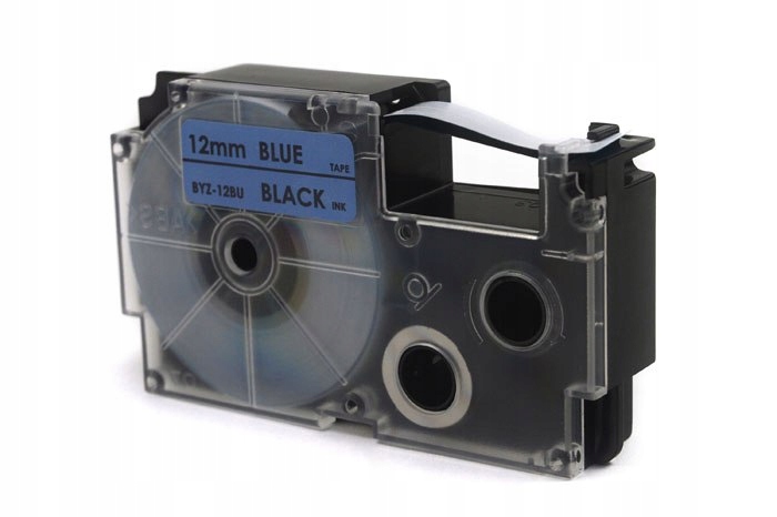 Taśma JetWorld Zamiennik Casio Czarny na Niebieskim 12mm x 8m (PT-12BU1, Pt