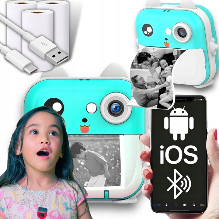 Mini Tiskárna Digitální Fotoaparát Technologie Termálního Tisku Černobílý Tisk