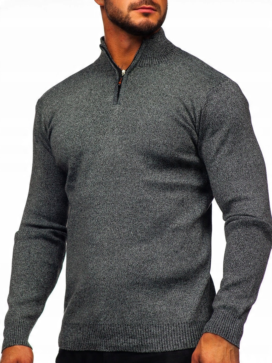 

Sweter Męski Ze Stójką Grafitowy S8274 Denley_m