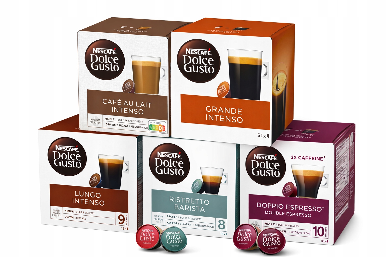 Dolce Gusto Zestaw Mocnych Kaw 5x, kawa, kapsułki 80 sztuk