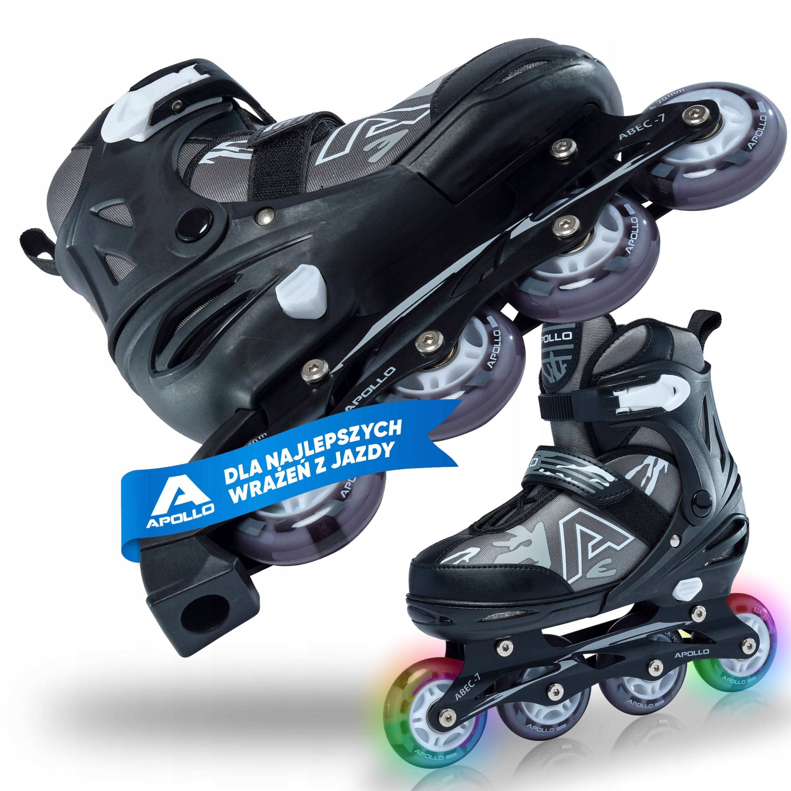 Apollo Champion Regulowane Rolki Inline - Czarne - M