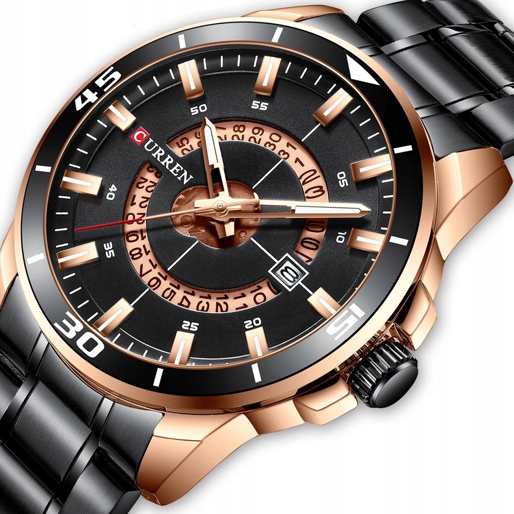 ZEGAREK MĘSKI CURREN KLASYCZNY ELEGANCKI STALOWY DATOWNIK 5 KOLORÓW PREZENT