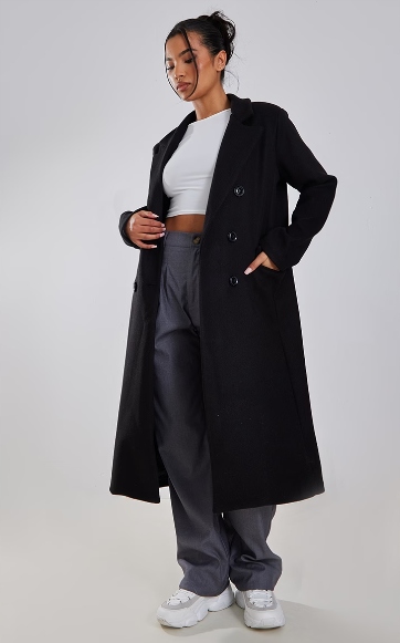 Prettylittlething Kabát Černý Klasický 42 Ejf