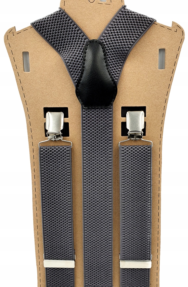 

Ciemne szare stalowe jednokolorowe szelki męskie.