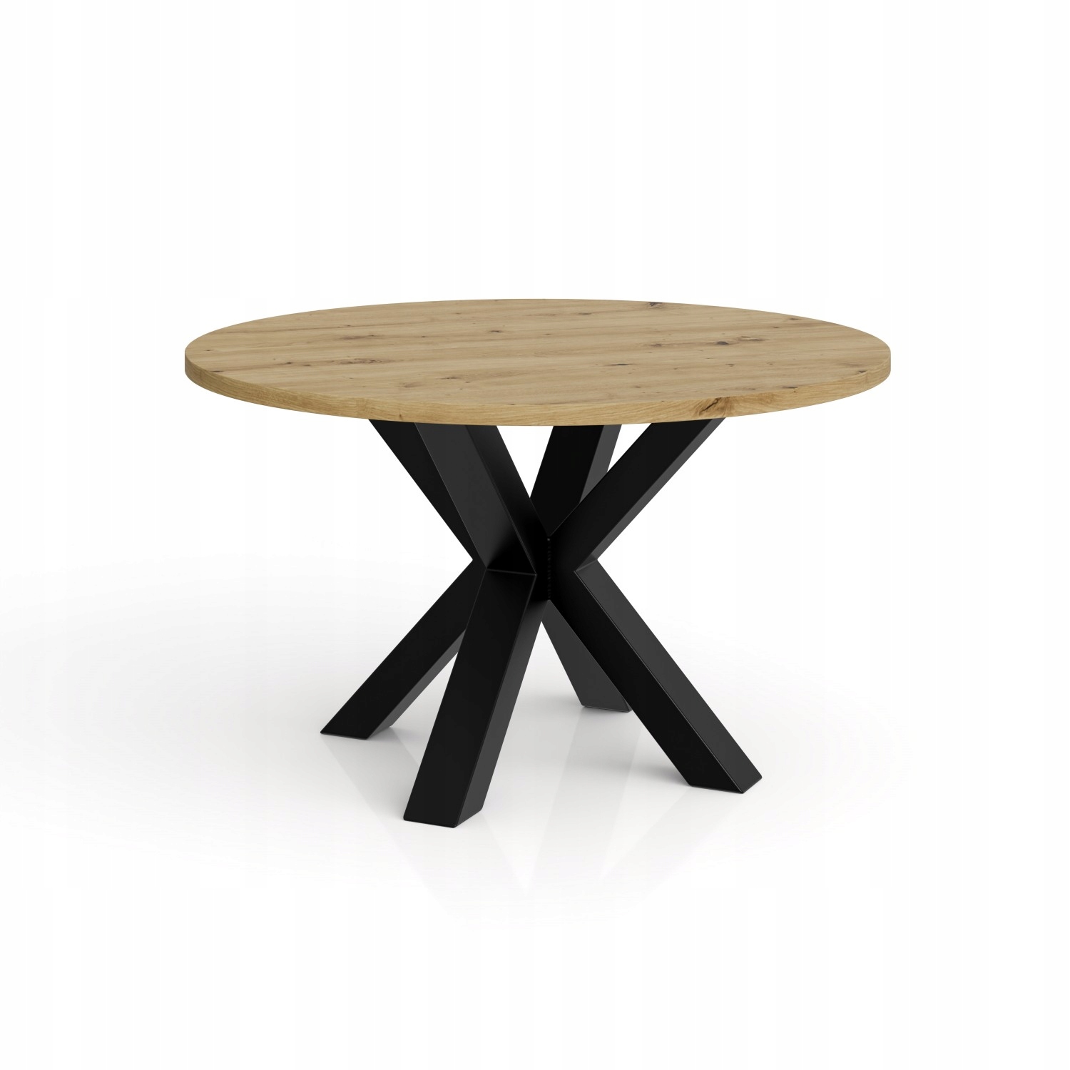 Kulatý konferenční stolek Noe 90 fi 90 cm, deska dub artisan/černé nohy