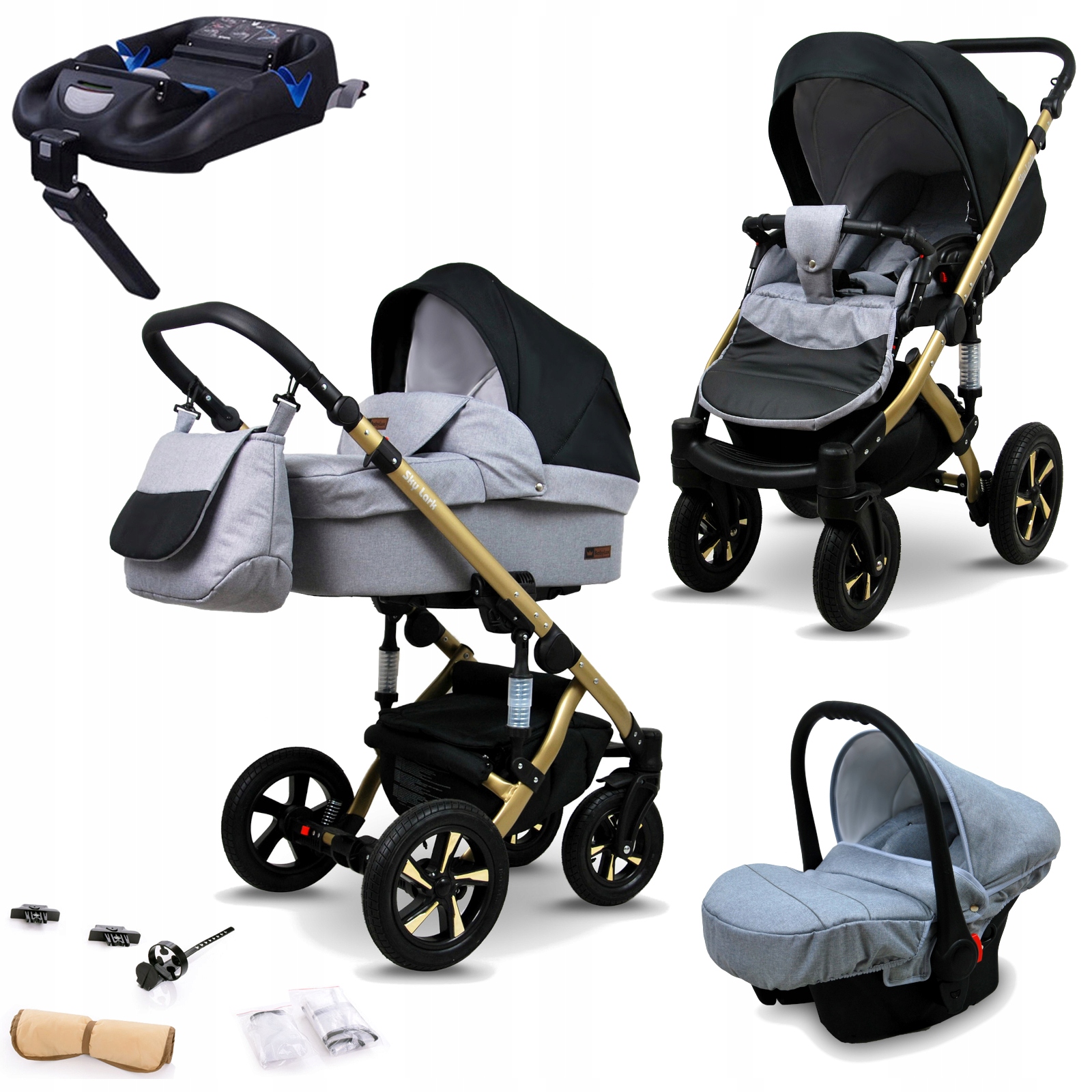 Wózek dziecięcy 4w1 BabyLux Sky Lark spacerówka gondola fotelik baza Isofix