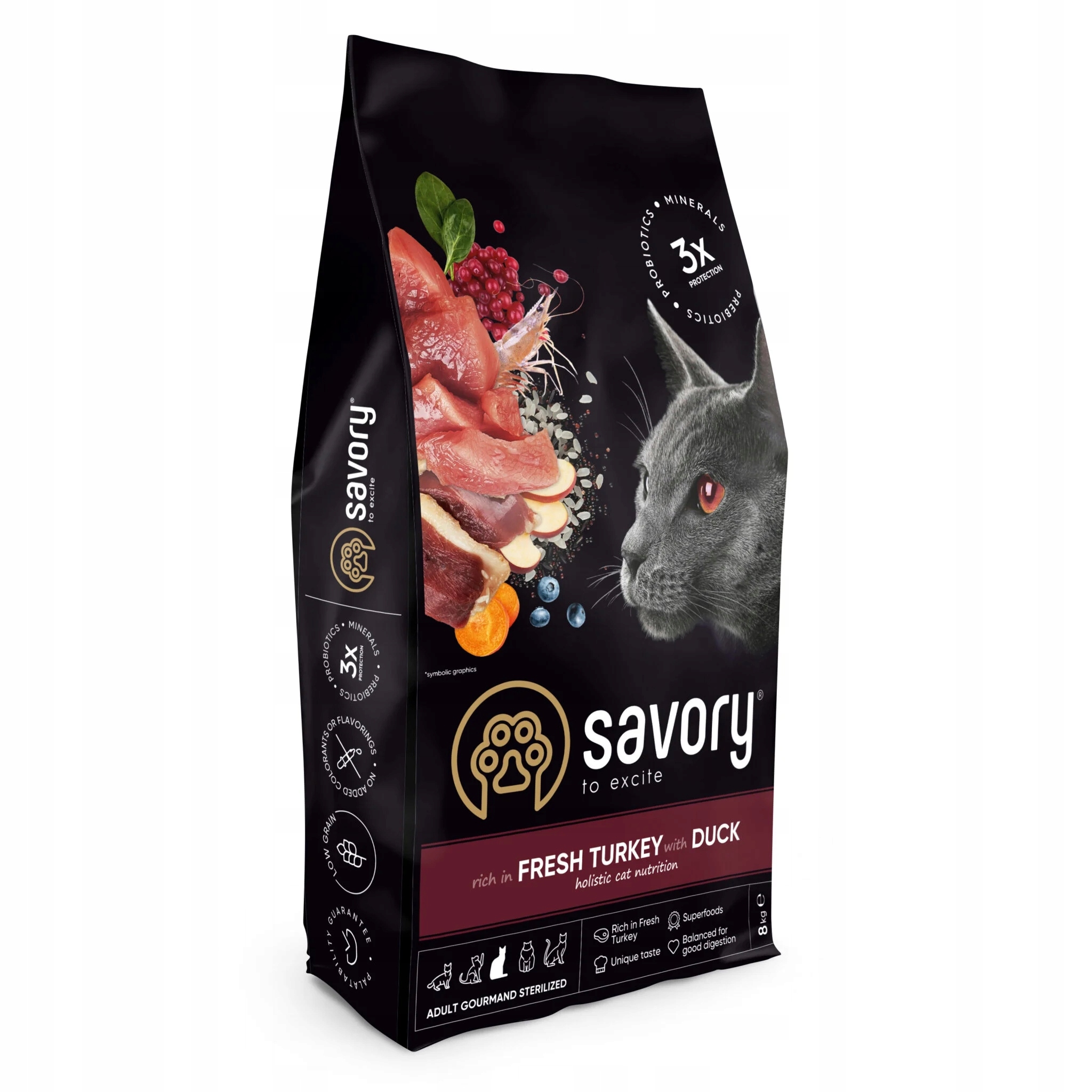 Savory sucha karma dla kota Adult Sterilised Kaczka Indyk 8kg