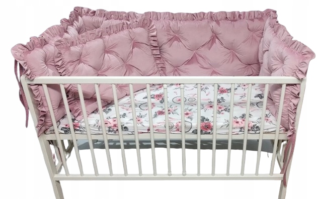 Ochraniacz pikowany do łóżeczka 120x60 galmur z falbankami velvet Jackmar