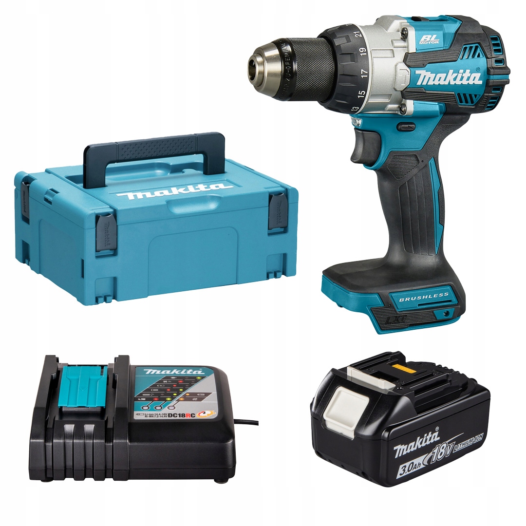 Aku. wkrętarka udar Makita DHP489RF1J Lxt 18V 1x3Ah Bl 73Nm 2 biegi walizka