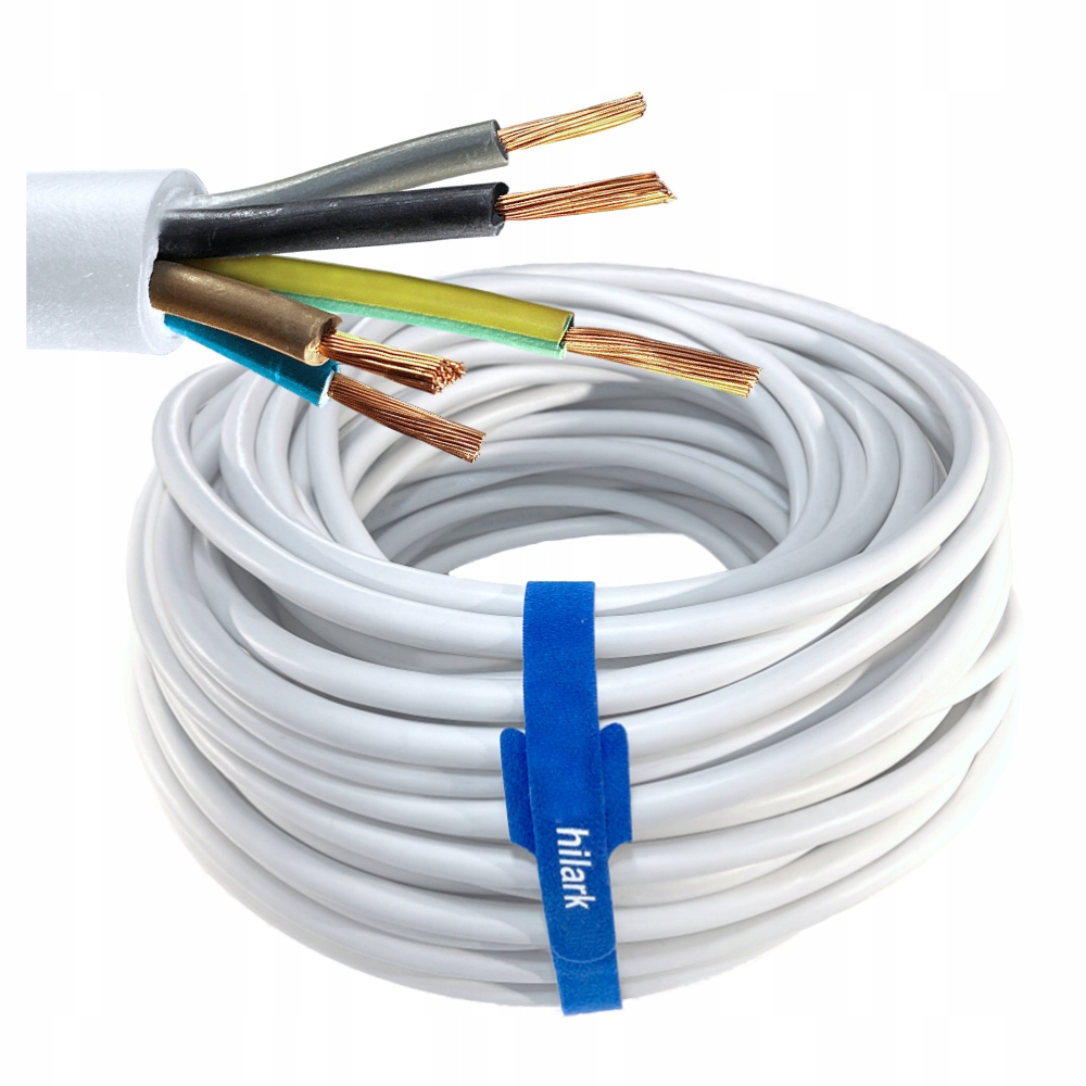 75 m silný inštalačný kábel vystužený polvinit 5x2,5 H05VV-F Owy biely