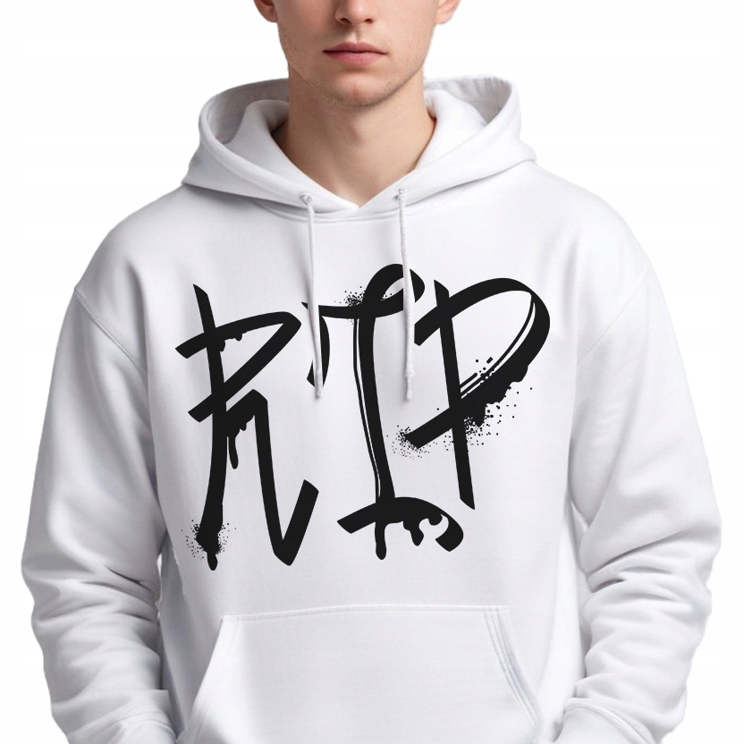 Mikina S Kapucí bílá bavlna Streetwear módní Dárek Rip velikost S