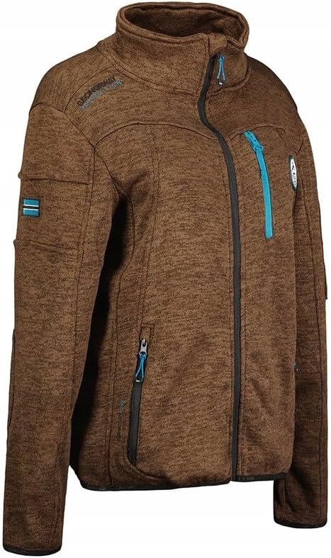 Geonorway Hnědá Mikina S Tyrkysovým Zipem, Detaily 42 6BA