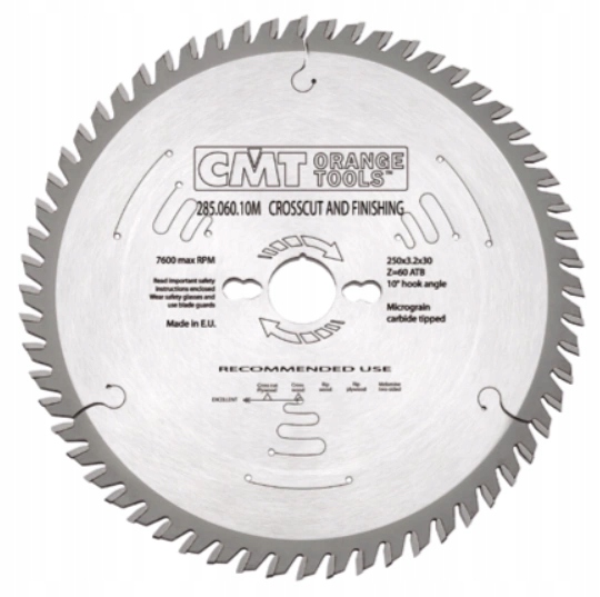 Piła do cięcia wzdłużnego i poprzecznego Cmt 260x30mm 60 zębów(285.060.11M)