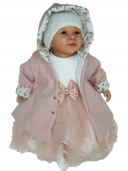 Wiosenny KOMPLET do chrztu 3cz dla dziewczynki 68r