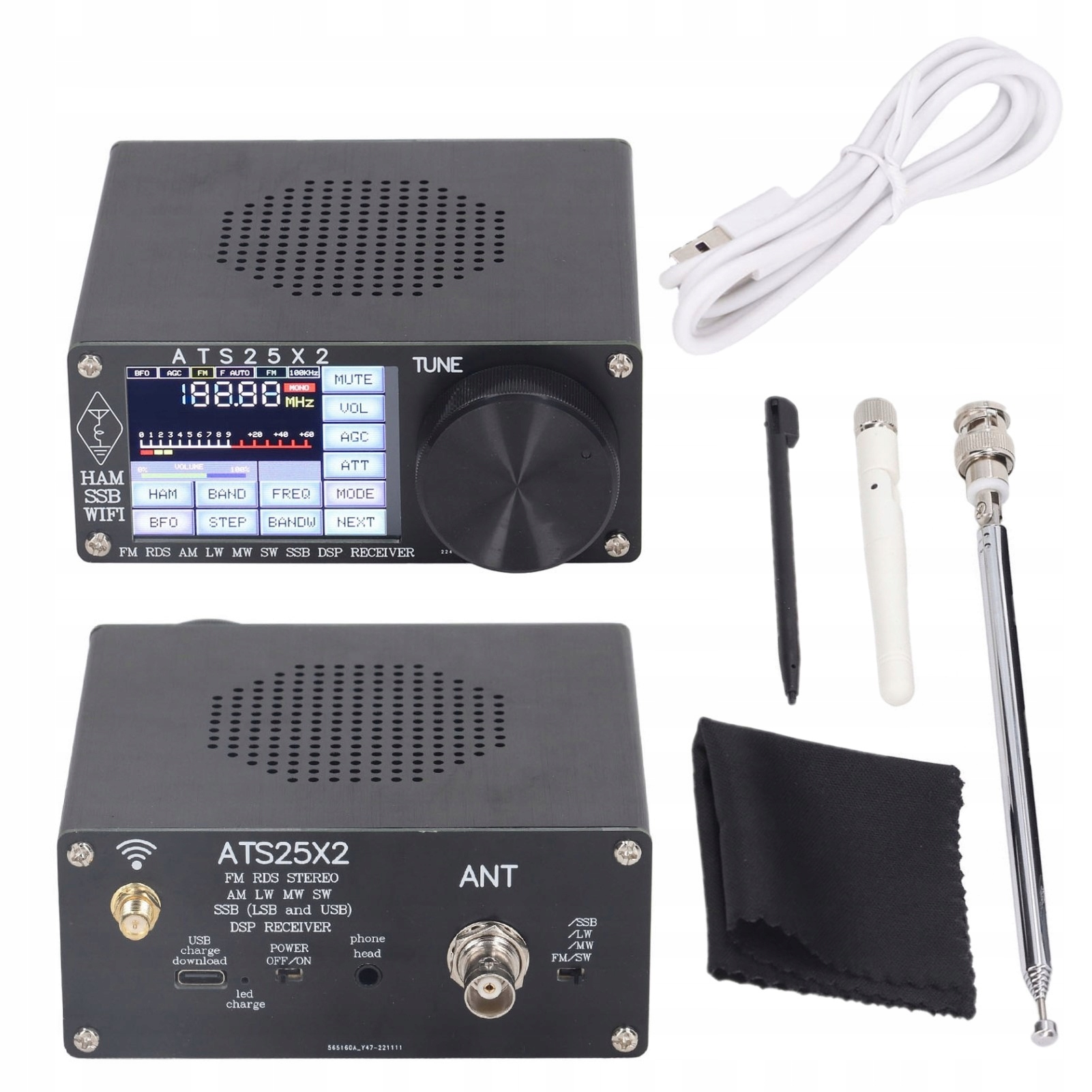 ATS25X2 Plnorozsahový Rádiový Přijímač Dsp 153KHZ-108MHZ Fm Lw Mw Sw Ssb