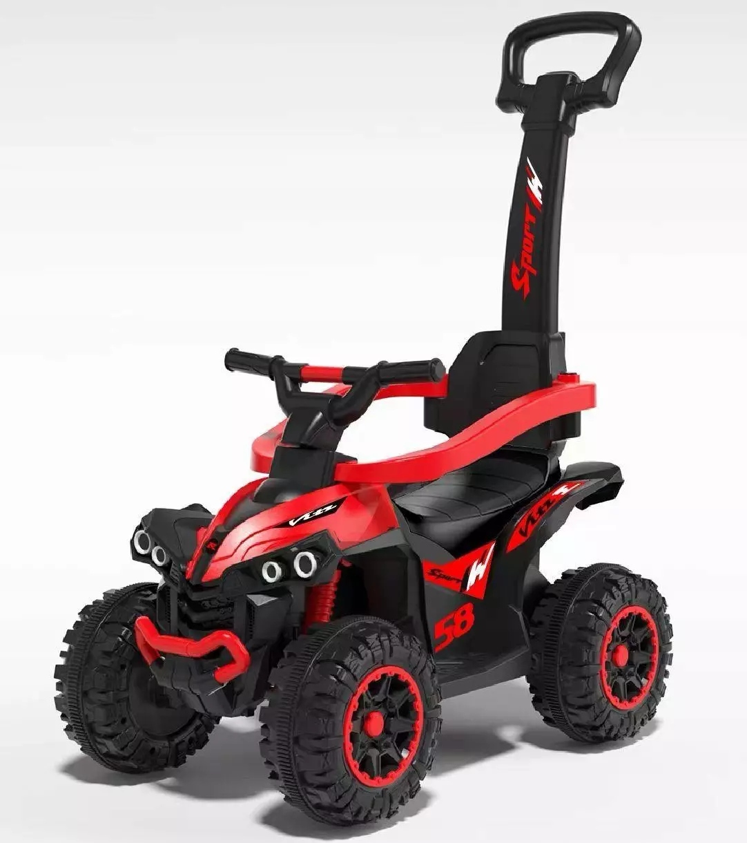 Dziecięcy jeździk z rączką Baby Mix czerwony. Baby mix