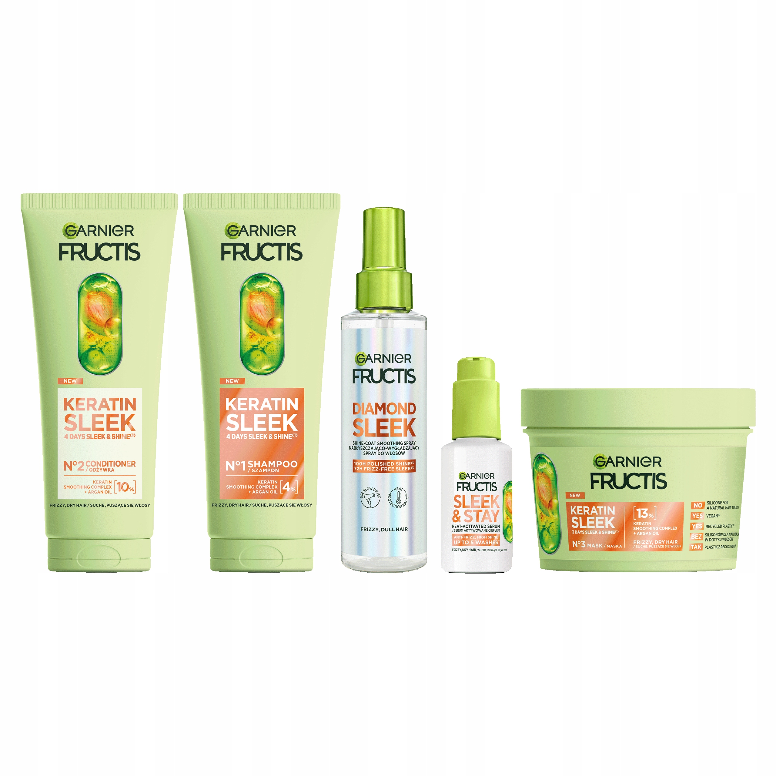 Zestaw Garnier Fructis Keratin Sleek Rutyna Pełna Blasku i Miękkich Włosów
