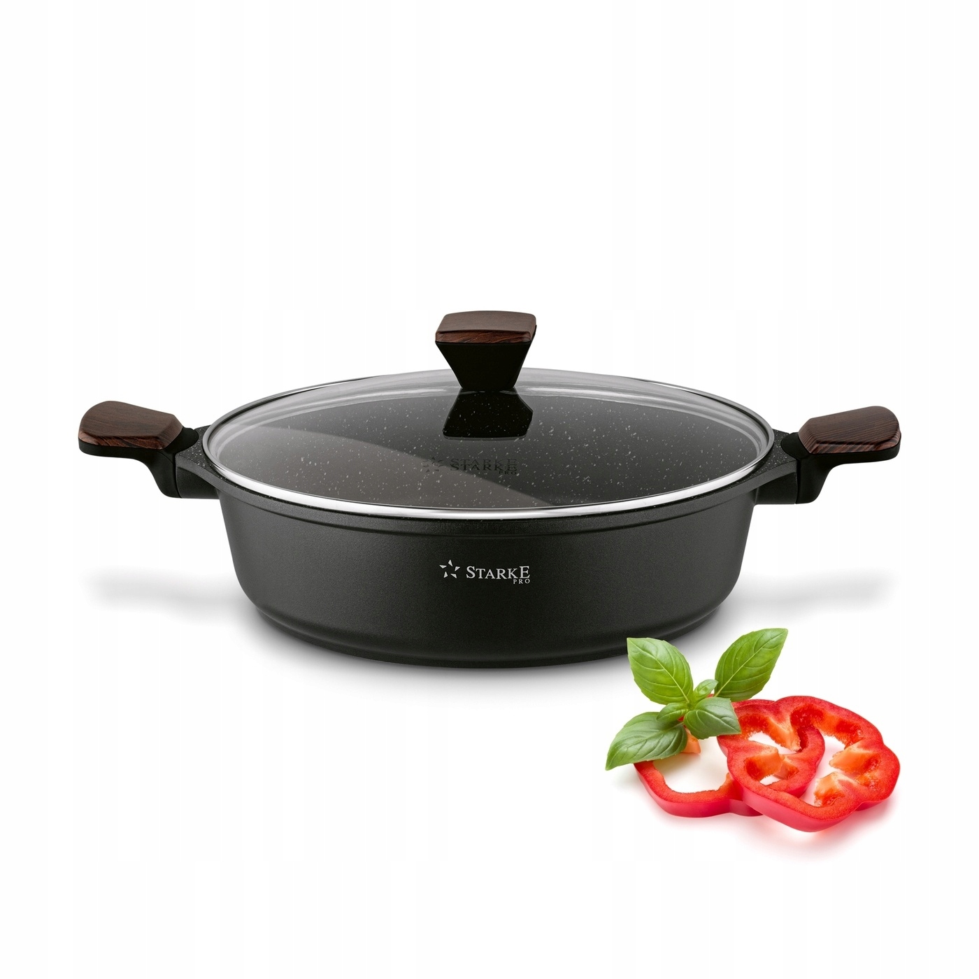Patelnia marmurkowa Indukcja Pokrywka Głęboka Starke Pro Redwood 28 cm