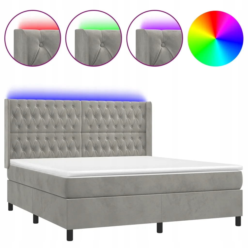 Kontinentální postel s matrací a Led, šedá 180x2