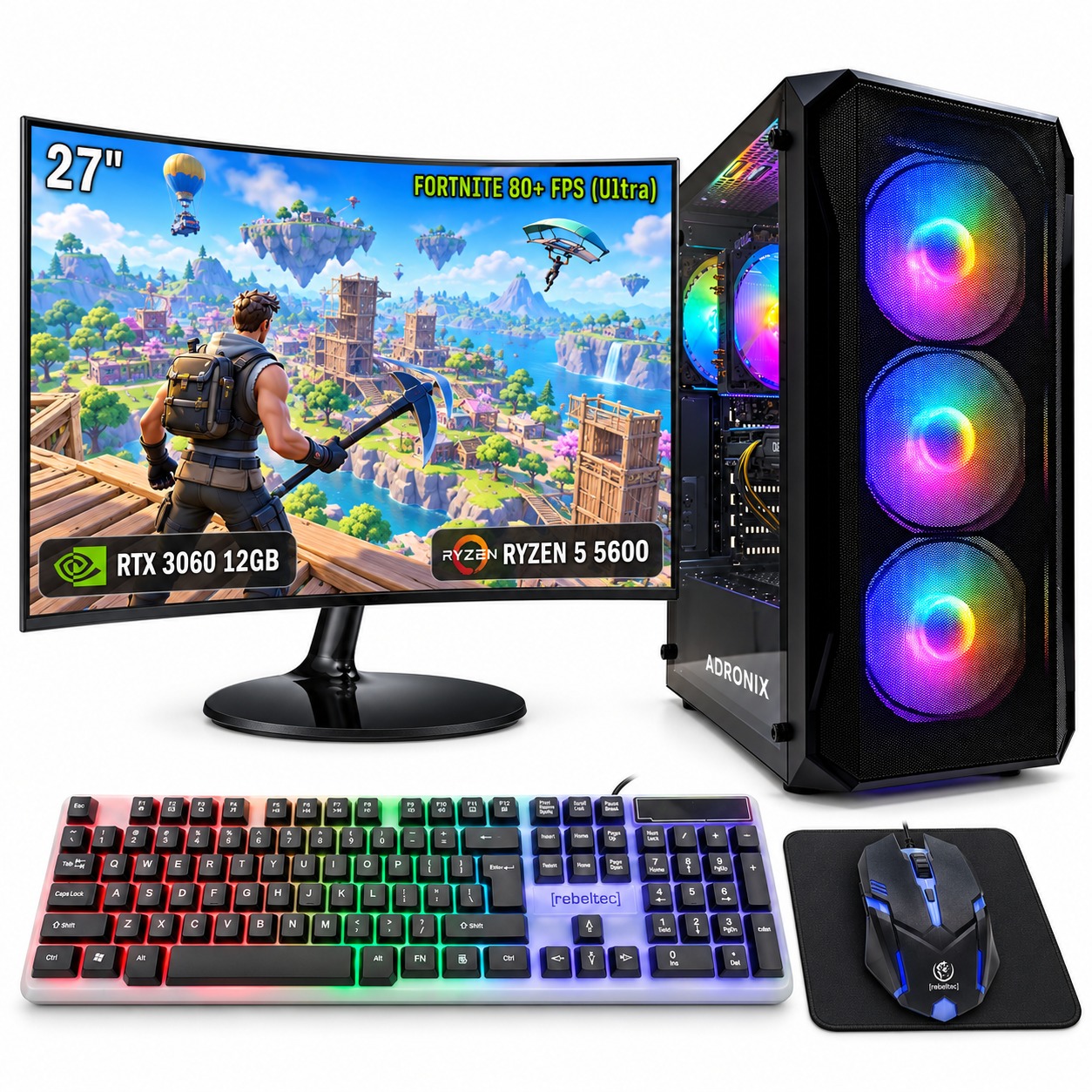 Herní Set Ryzen 5 5600 32GB Rtx 3060 12GB Wi-Fi WIN11 Monitor 27