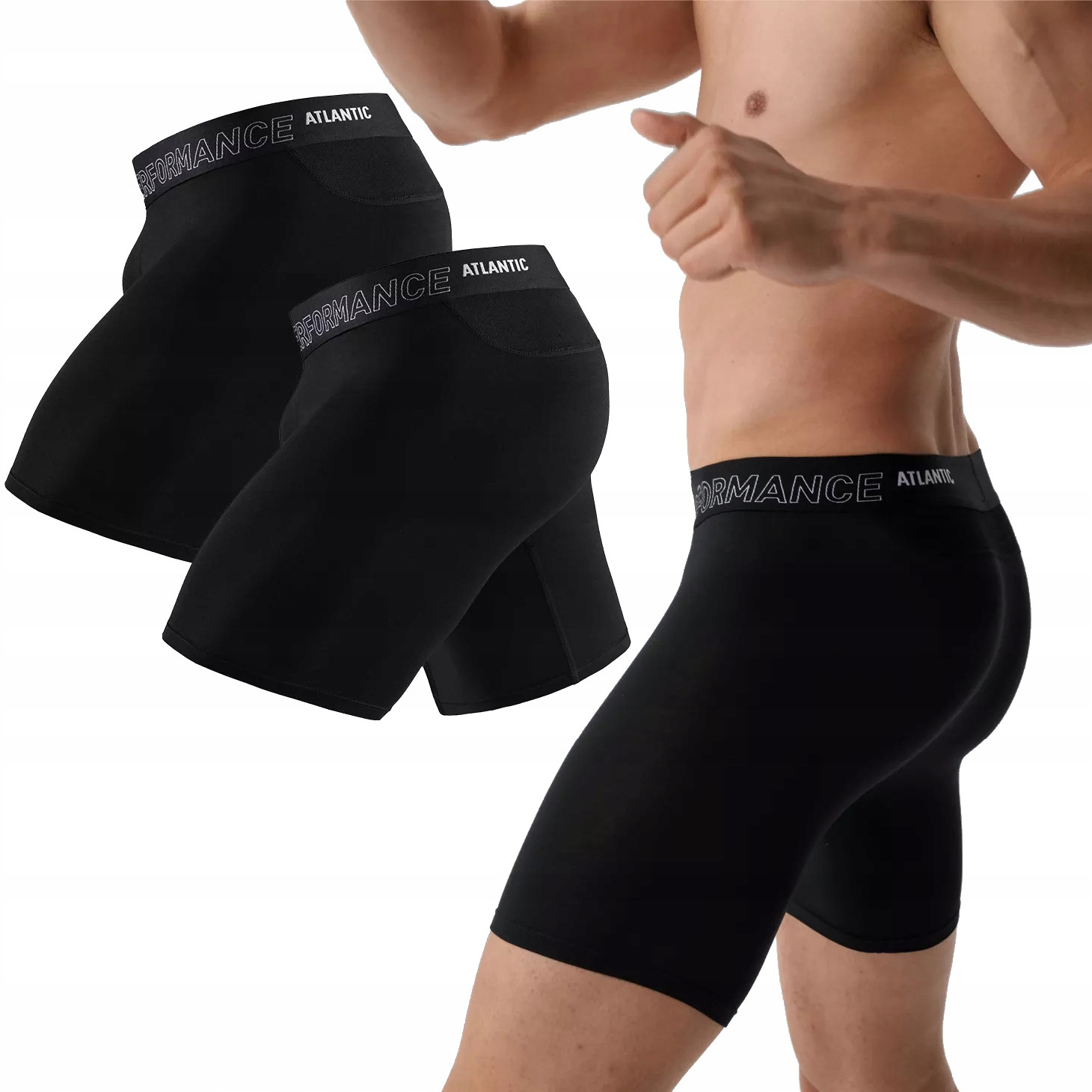 Szorty Męskie Bokserki Atlantic Bambus 2MH1181/CZARNY/XXL Performance