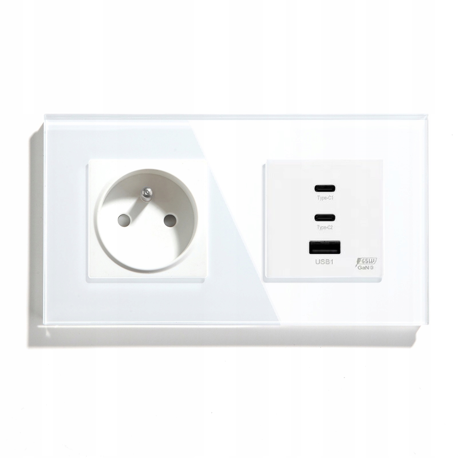 Skleněná Zásuvka Dvojitá 157 mm Usb 65 W Quick Charge Qc