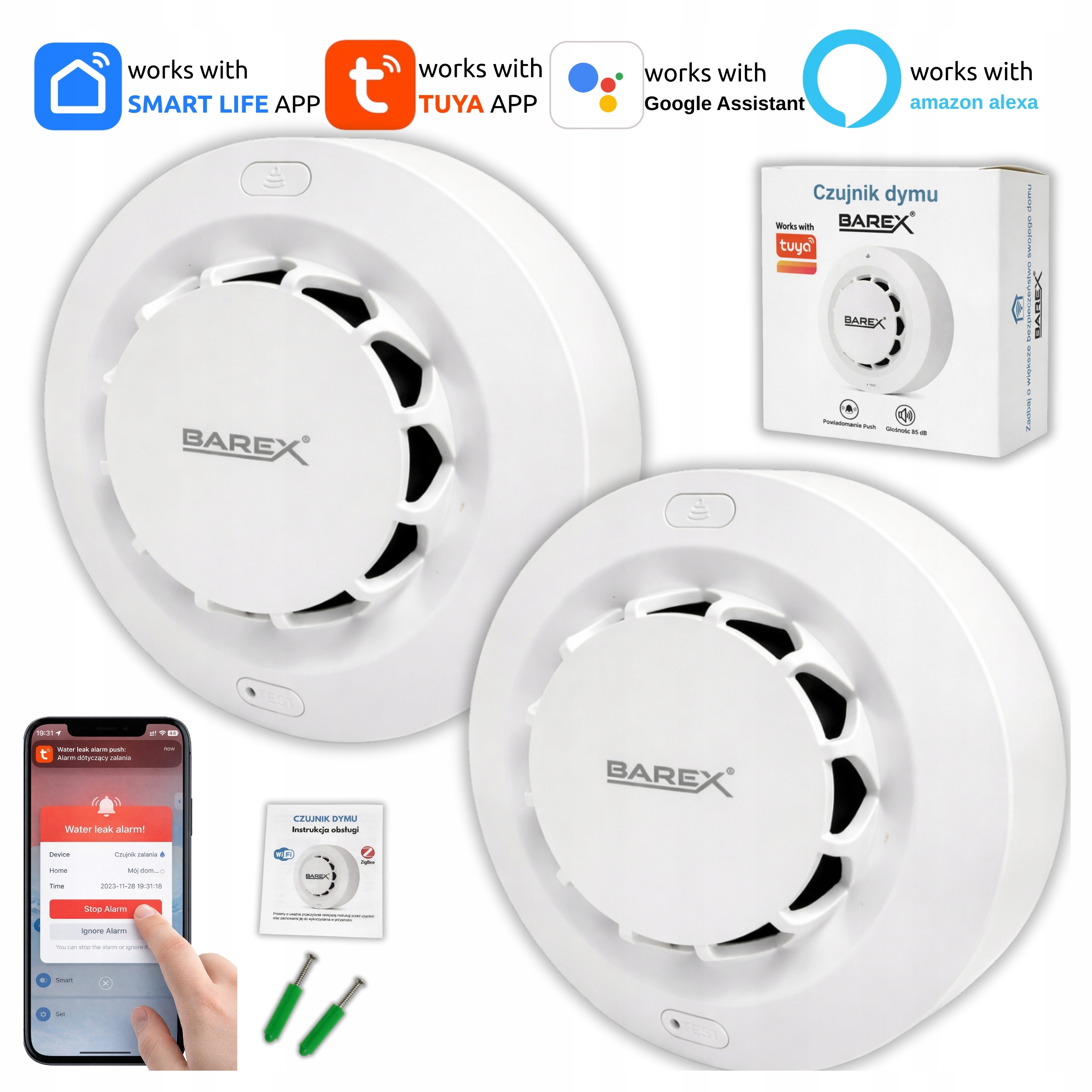 Detektor ohnivého kouře Hlasitý alarm WiFi Detektor Tuya