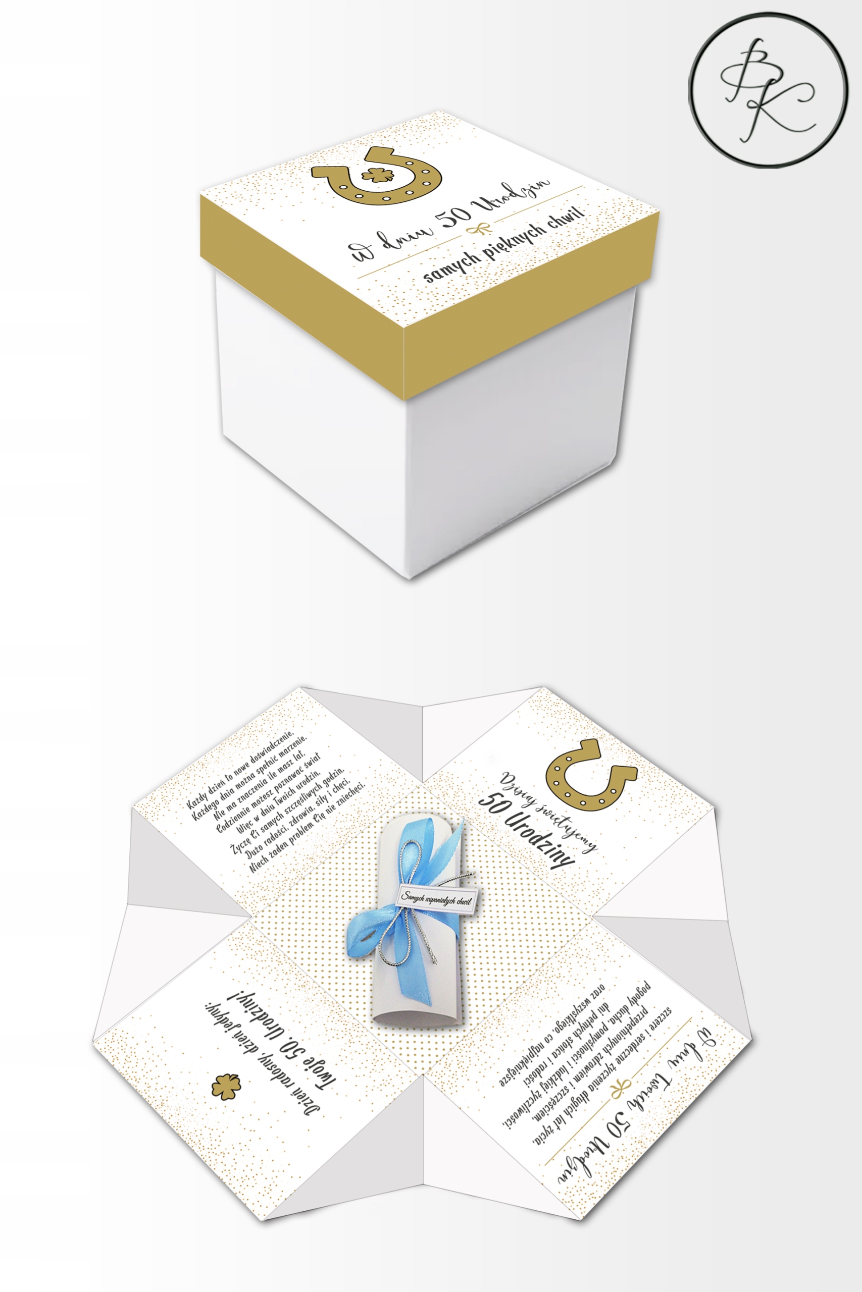 50 Urodziny Kartka 3d Exploding box Pamiątka