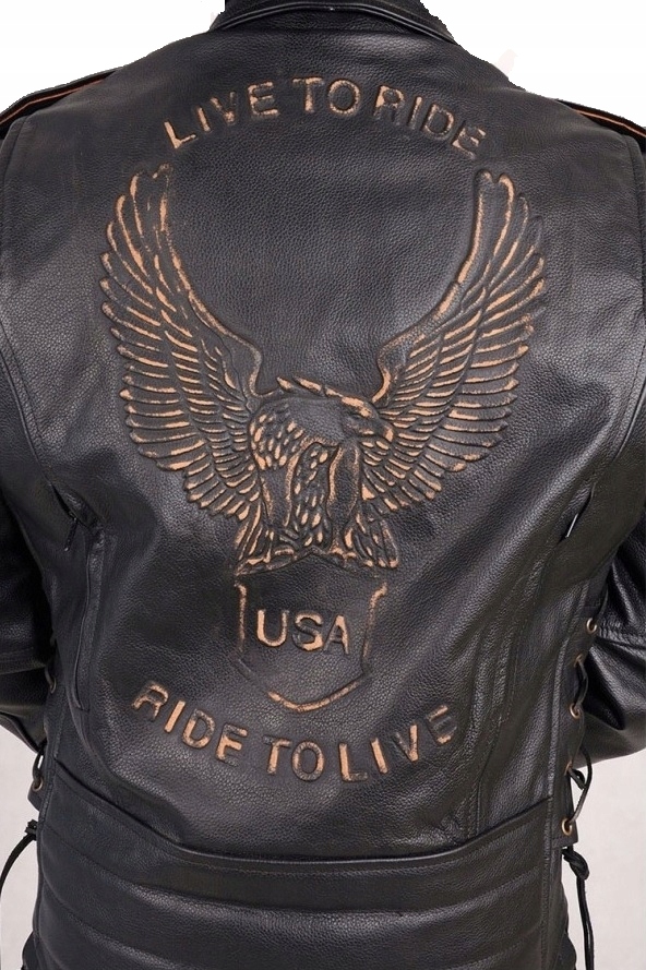 Новая кожаная куртка Ramoneska с тиснением Eagle XL