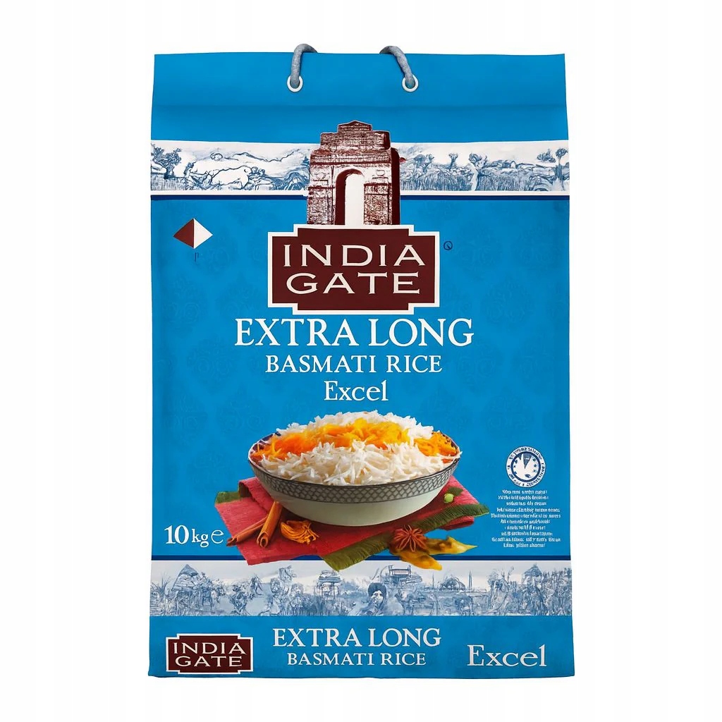 Rýže basmati India Gate Extra Long Excel 10 kg – dlouhá sypká zrna