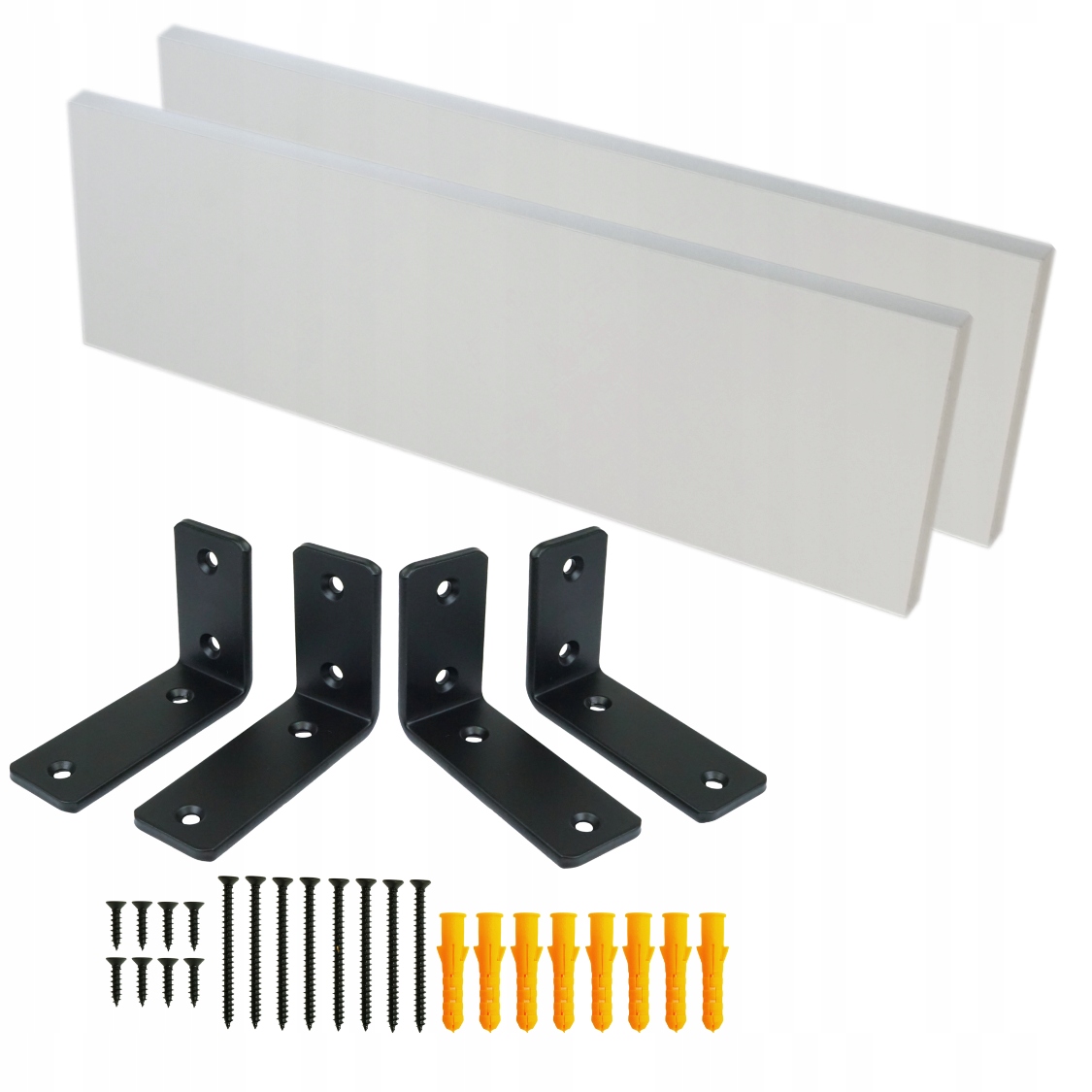 2x Bílá nástěnná police 650 mm, laminovaná deska, formát nábytku držák