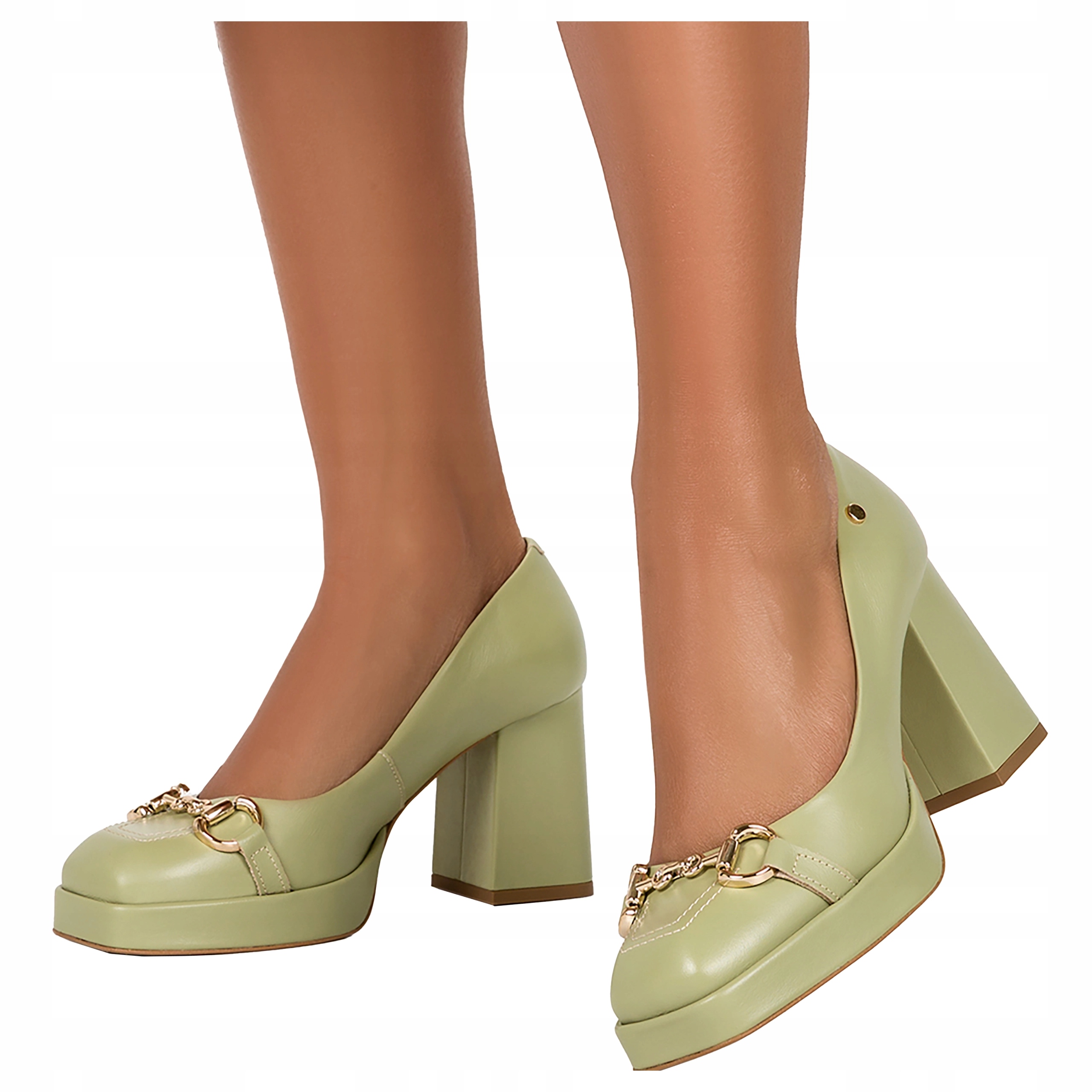 Kožené Lodičky Dámské Na Blokovém Podpatku S Ozdobnou Přezkou vel. 40