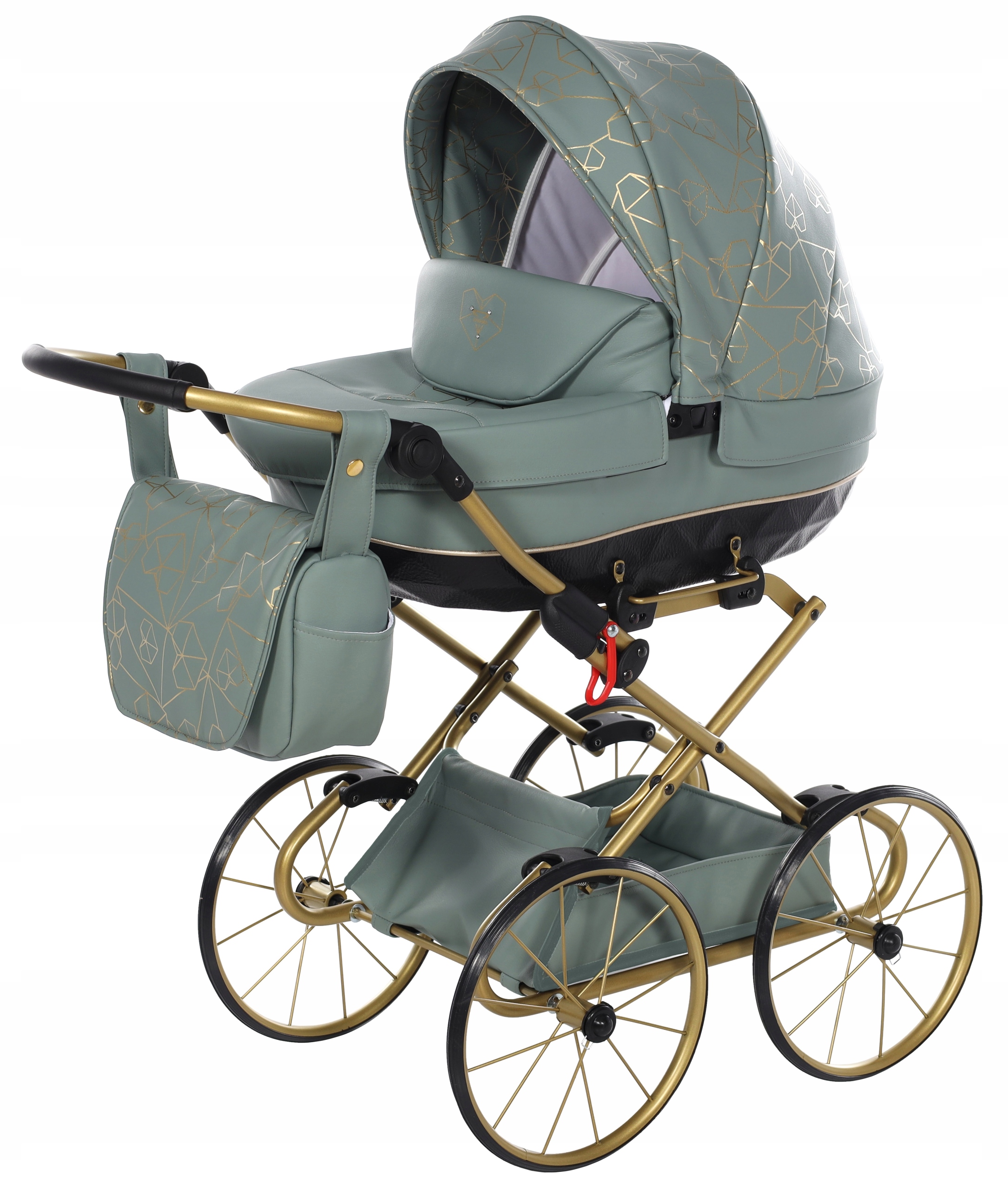 wózek dla lalek duże koła HEART Mini TAKO regulowana rączka + torba HIT