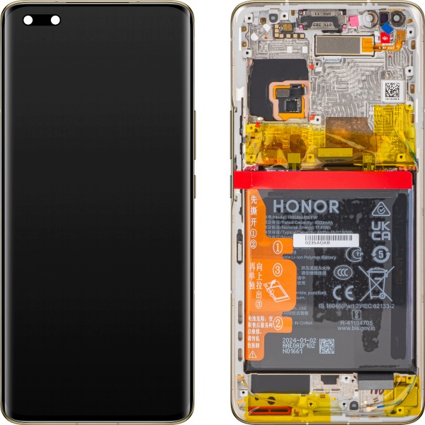Org Wyświetlacz LCD ramka bateria dotyk Honor Magic4 Pro Złoty