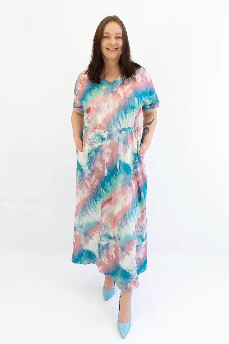 Vícebarevná dlouhá Šaty s efektem Tie-Dye 42
