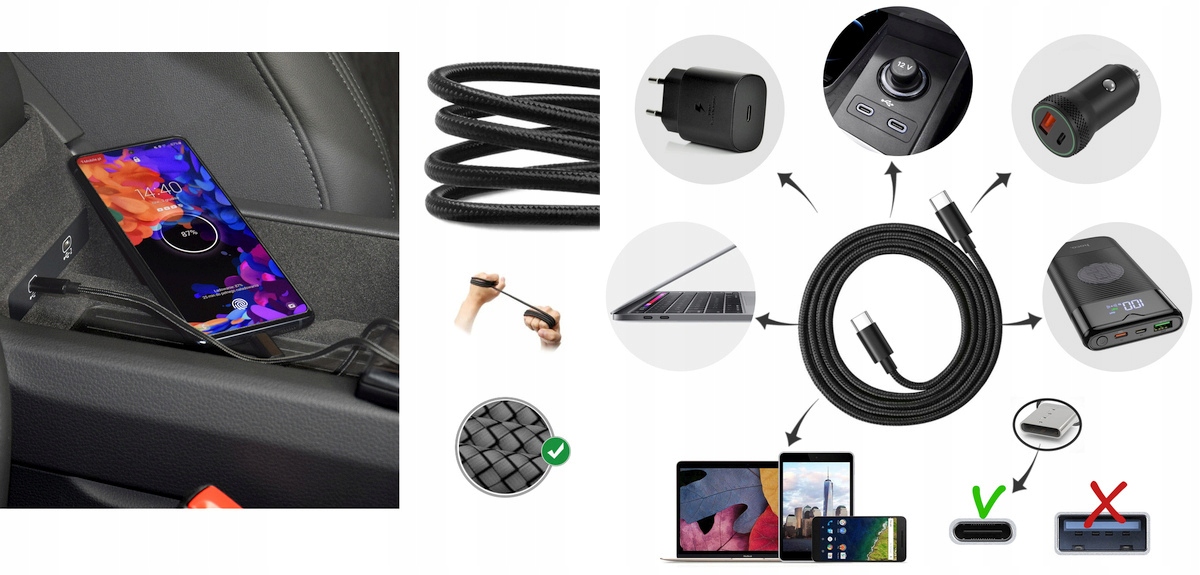 Ładowarka sieciowa z kablem do REALME 10 Złącza USB typ C