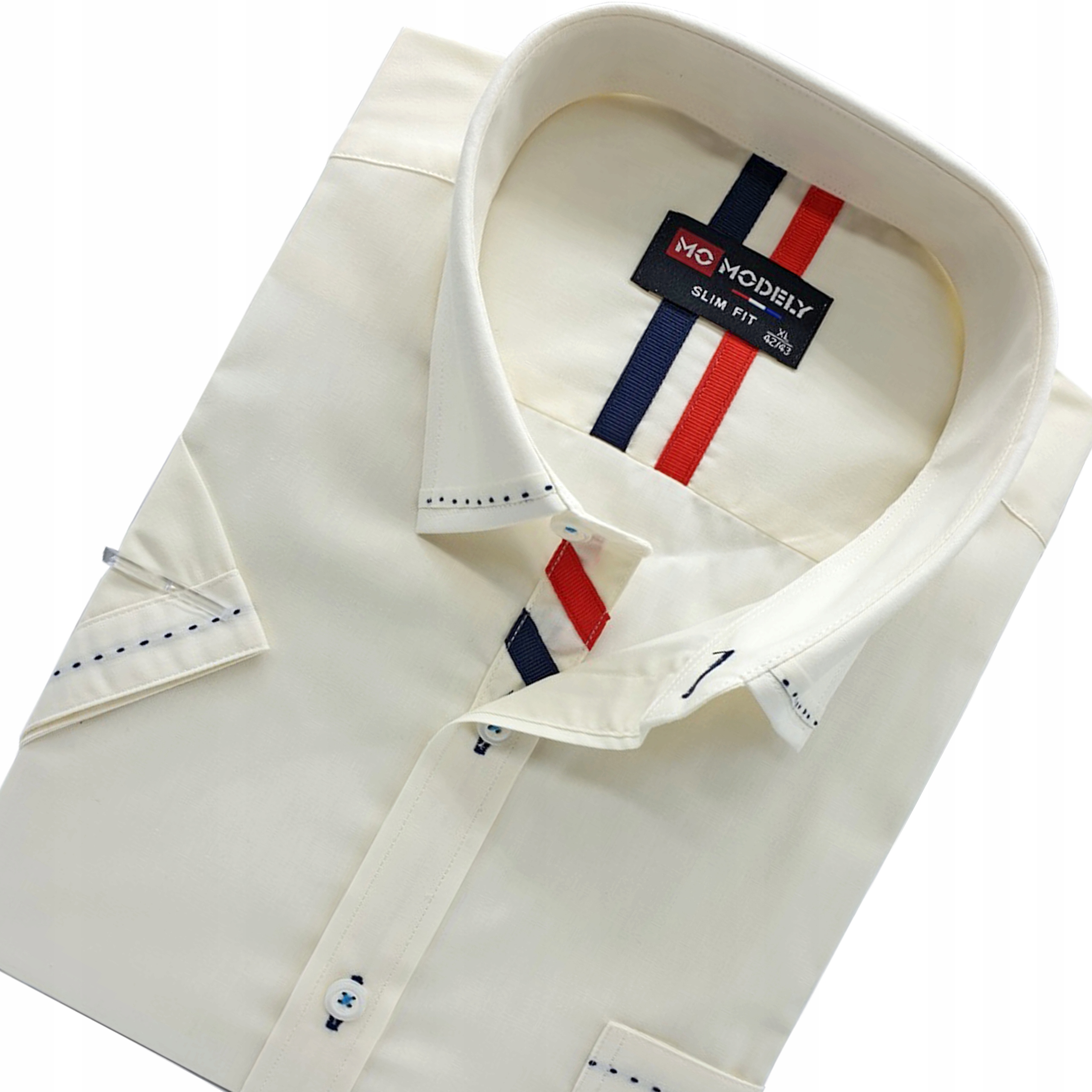 

Kremowa Modna Koszula Slim Fit 41/42